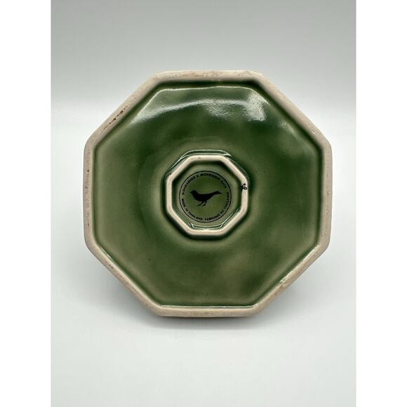 Anthropologie Celadon Drip Glaze Lidded Octagon Shaped Sugar Bowl Jar w Handles - Picture 5 of 9